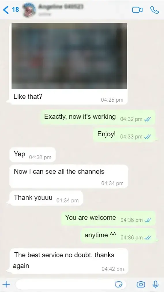 Customer conversation with support, screenshot 1